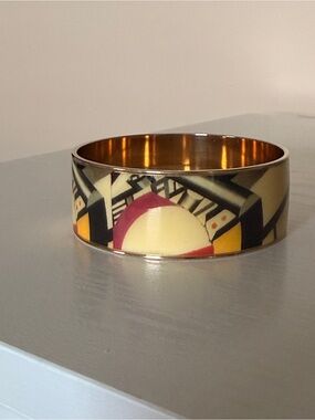 Vintage Erwin Pearl Abstract Gold Plated Bangle